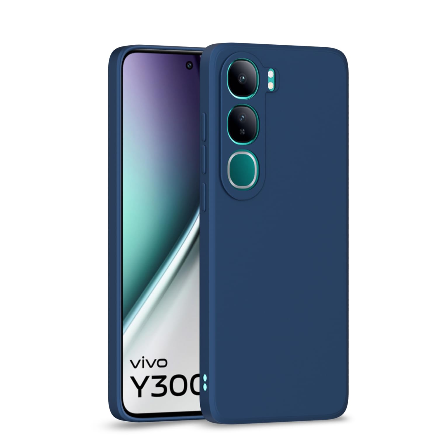 Amazon Basics Back Cover for Vivo Y300 5G / Vivo V40 Lite 5G | Shockproof | Soft Matte Liquid Silicone | Camera Protection Bumper Case (Blue)
