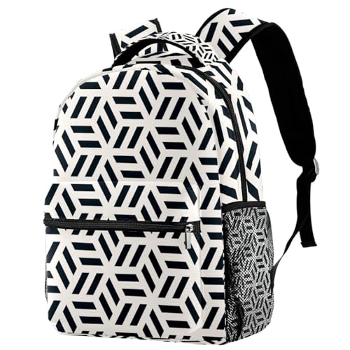 Sac à dos d'école 29.4x20x40cm multicompartiment noir et blanc
