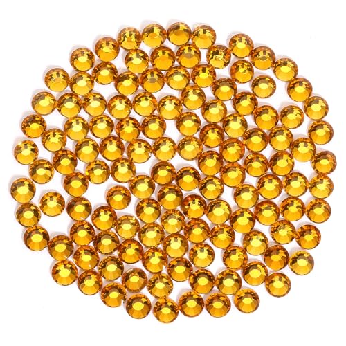 Image of Rhinestones 3000pcs SS6 (1.9-2.0mm) Glass Flatback Crystal Gold Yellow