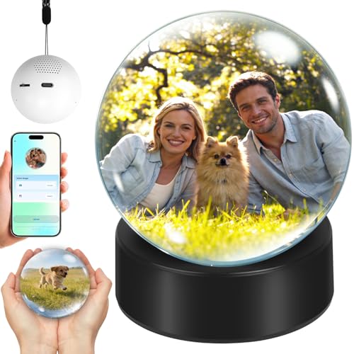 Pipihome Erinnerungskugel Kristallkugel mit Foto Video Memory Sphere Personalisiert Video Kugel Personalisierte Geschenke für Frauen Männer Familie Freunde Deko Wohnzimmer Schlafzimmer