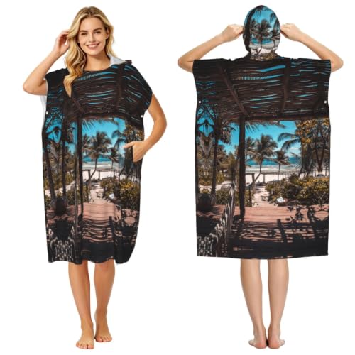 Peignoir à langer poncho microfibre pour se changer sur la plage sans encombre