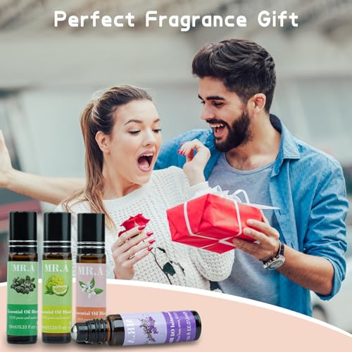4 Pack Essential Roll On Blend Oils Set, 100% Natural Fragrance Oil, Aromatherapy Roll On Blend Oil with Pure Lavender, Petitgrain, Bergamot, Marjoram Oil, Gift for Women Men 0.33 fl.oz - Image 5