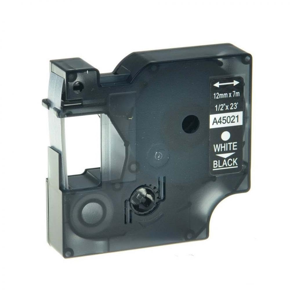 Cinta de etiquetas de 6 mm, 9 mm y 12 mm compatible con impresora de escritura D1 45010 45013 para Label Manager 100 150 200 250 (impresión blanca sobre negro)