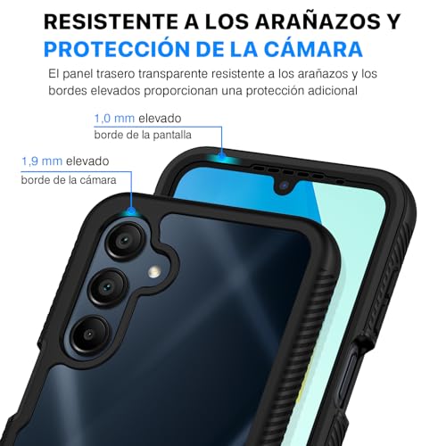 CENHUFO Funda Samsung A16 4G/5G / A17 4G/5G / A26 5G, Antigolpes Carcasa con Protector Pantalla Integrado, 360 Grados Case Transparente Capa Funda para Samsung Galaxy A16 A17 / 4G/5G / A26 5G -Negro - imagen 4