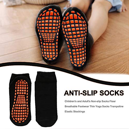 Ehdching 7/12 Pairs Pilate Anti Skid Trampoline Socks with Grips Non Slip Cotton Floor Yoga Socks for Kids/Men/Women2