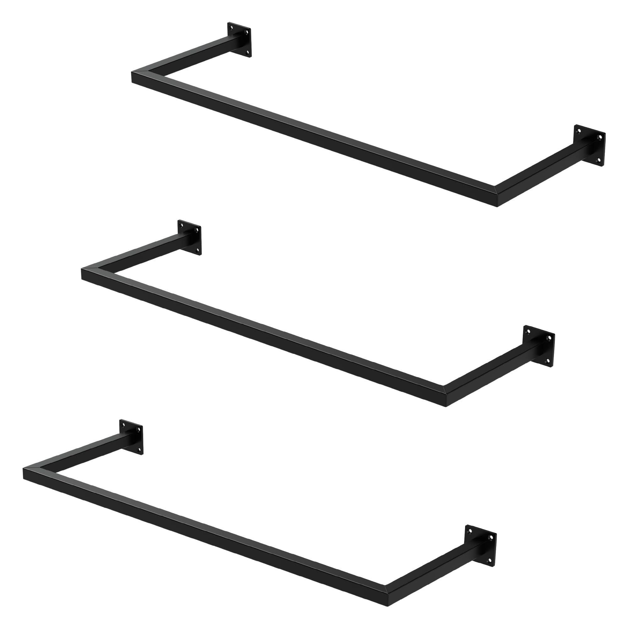 ML-Design Set di 3 Appendiabiti Porta Asciugamani Attacco a Parete 90x30 cm in Acciaio Nero per Bagno Cucina Soggiorno Balcone Camera da Letto Porta Salviette da Muro Salvaspazio Peso Supportato 50 kg