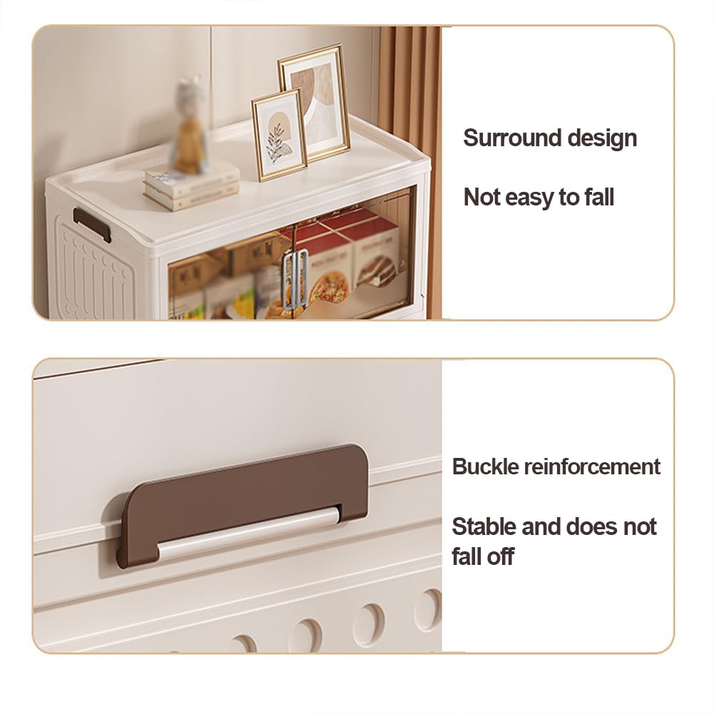 Caja Plastico Almacenaje, Cajas de Plastico con Tapa y Ruedas, Caja Organizadora Plegable Transparente, Cajas de Almacenamiento Apilables, para Ropa Juguetes Camping