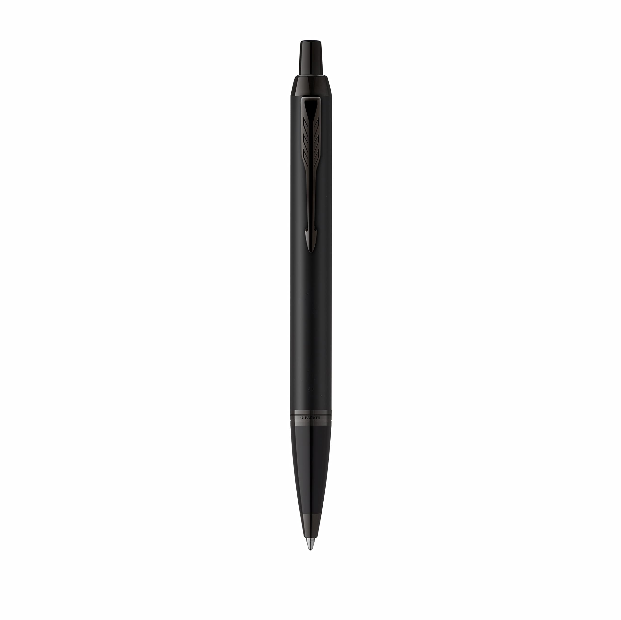 Parker IM Achromatic Bolígrafo con grabado, bolígrafo premium, caja de regalo, tinta azul, elegante, regalo personalizado, nombres, grabados, cumpleaños, oficina, examen, examen (negro mate)