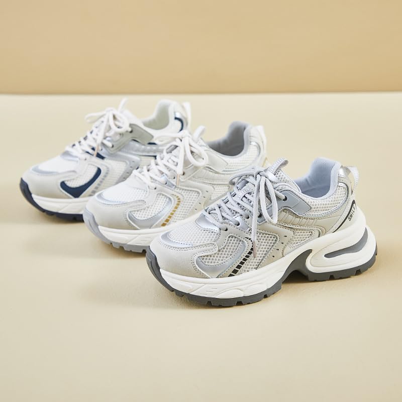 Women's Fashionable Lace Up Platform Sneakers, Casual Comfortable Breathable Sports Running Shoes, Workout Sneakers, All-Match Round Toe Chunky for Daily Wear, Trending Athletic2