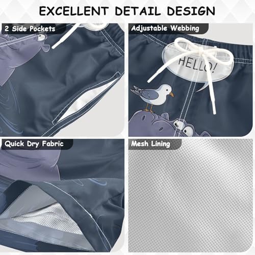 susiyo Boys Swim Trunks Cute Hippo Toddler Swim Shorts Quick Dry Beach Board Shorts Little Boy Bathing Suits Swimwear3