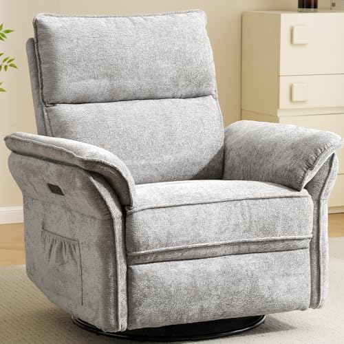 Rhevoy Oversized Power Recliner Chair Swivel Glider with Massage and Heat, Rocker Nursery Recliner...