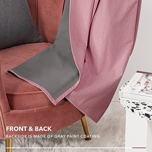 Deconovo Energy Saving 100% Blackout Curtains Eyelet Thermal Insulated Bedroom Pair Curtains Window Treatments for Kids with Coating Back Layer 52 x 72 Inch Pink 1 Pair - Image 4