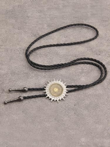 Image of GelConnie Native American Bolo Tie Rodeo Cowboy Leather Necktie Western Necklace Costume Accessories for Men,Women