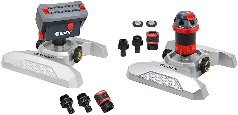 Eden Adjustable Mini Oscillating & Mobile Rotary Garden Sprinklers Bundle with Quick Connect