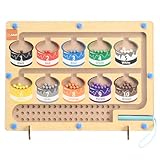Awulo Magnetic Numbers Maze Toy for Kids with Colorful Beads, Montessori-Inspired Fine Motor Skills Learning Puzzle, Educational Counting and Sorting Game, Eco-Friendly Wooden Design