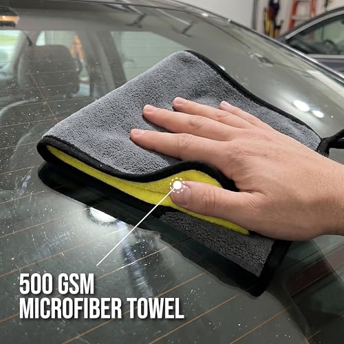 Image of Microfiber Cloth (Pack of 4) - 40x40 cms - 500 GSM | Thick Lint & Streak-Free Multipurpose Cloths - Automotive Microfibre Towels for Car, Bike Cleaning, Washing & Detailing (Grey)