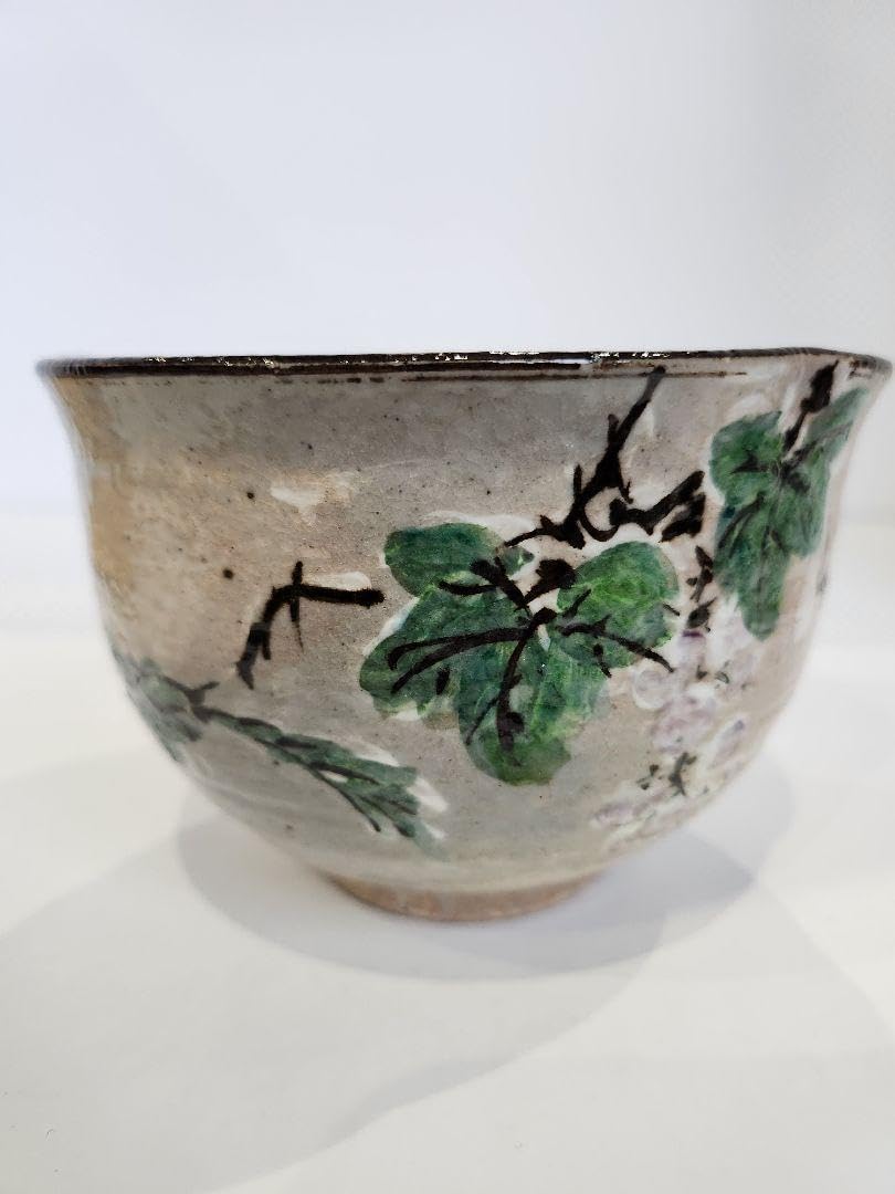 Y798-5 茶道具 暦手 浅見与し三造 ぶどう絵 抹茶碗 共箱 ま Y798-5 茶道具 暦手 浅見与し三造 ぶどう絵 抹茶碗 共箱