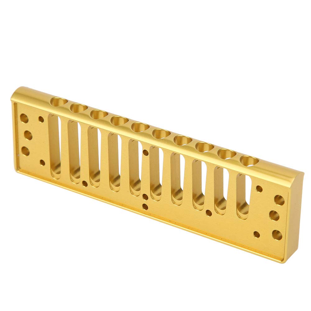 Yctze Peigne Harmonica, Pièce de Rechange pour Harpe Bleue à 10 Trous pour SP20, avec Bords Arrondis et Embout Rond, Alliage d'aluminium Léger (GOLD)