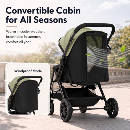 Image of StarAndDaisy Foldable Baby Stroller for 0-3 years Infant & Toddler / Travel Pram for Baby with Storage basket & Lockable Wheels, Multi-Level Recline & Adjustable Footrest, Removable Tray , Safety Harness Belt -Green