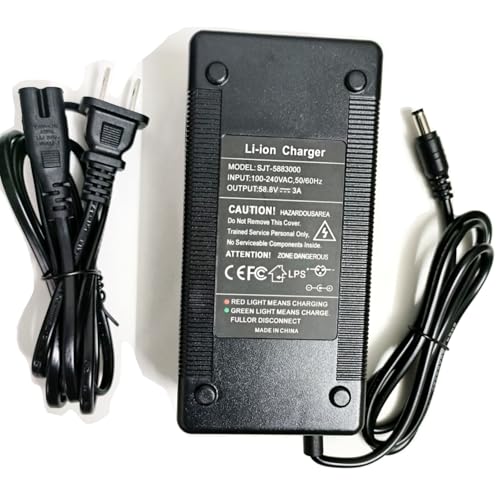 [Verified Fit] 58.8V 3A/ 2A Fast Charger 5.5mm Barrel Plug, Fit 14S 50V 52V 51.8V Lithium Battery for Nanrobot d6 and Other Brands 51.8V 52V Battery Charger Power Supply