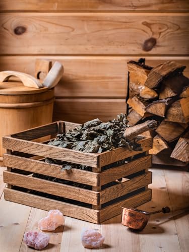 Image of Rustic Storage Bins and Fruit Desk Containers Wood Nesting Storage Box Rustic Wood Crate Table Organizer, 37X23X14 Cm, Brown