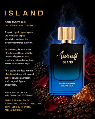 Image of Island Extrait De Parfum, 24hrs LongLasting, Spicy Floral Amber Scent, Pink Pepper, Rose, Ambergris and Coffee Notes, 50ml