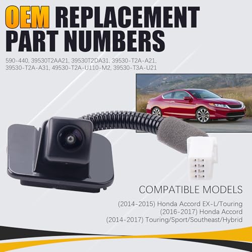 Image of Backup Rear View Camera Compatible with Honda Accord Sedan EX-L 2014 2015 2016 2017 Back Up Parking Assist Rear Camera Replacement # 39530-T2A-A21 39530-T2A-A31 39530-T3A-U110-M2