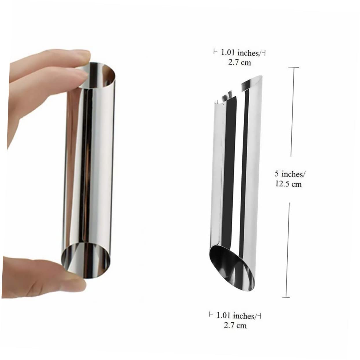 ABOOFAN Cannoli Making Molds 15pcs Stainless Steel Cylindrical Bread Molds Tart Rings