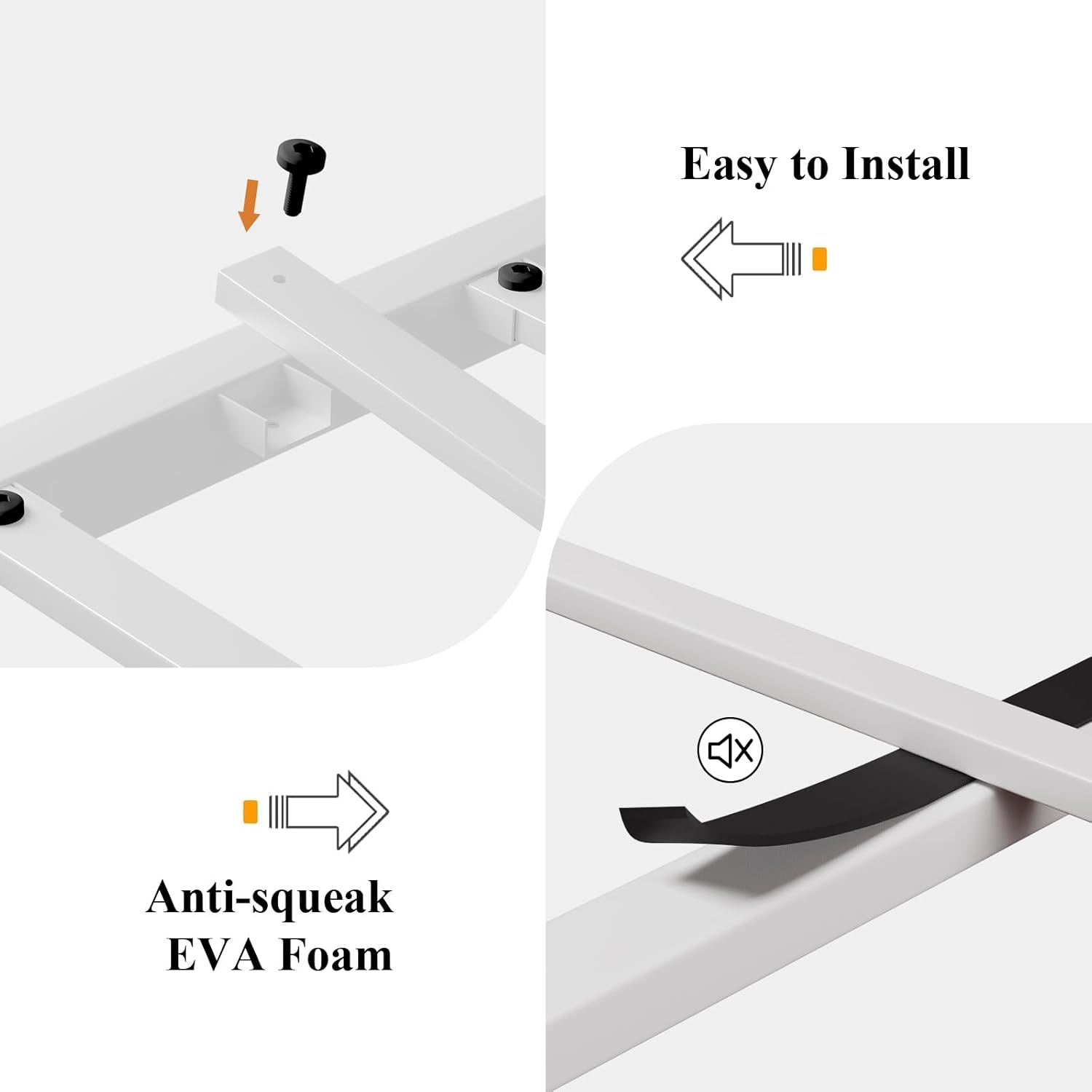 Twin Bed Frame with Headboard and Footboard, Modern Metal Platform Bed Frame for Kids, Support Up to 800LBS, No Box Spring Needed, Noise Free, Easy Assembly, White - Image 7