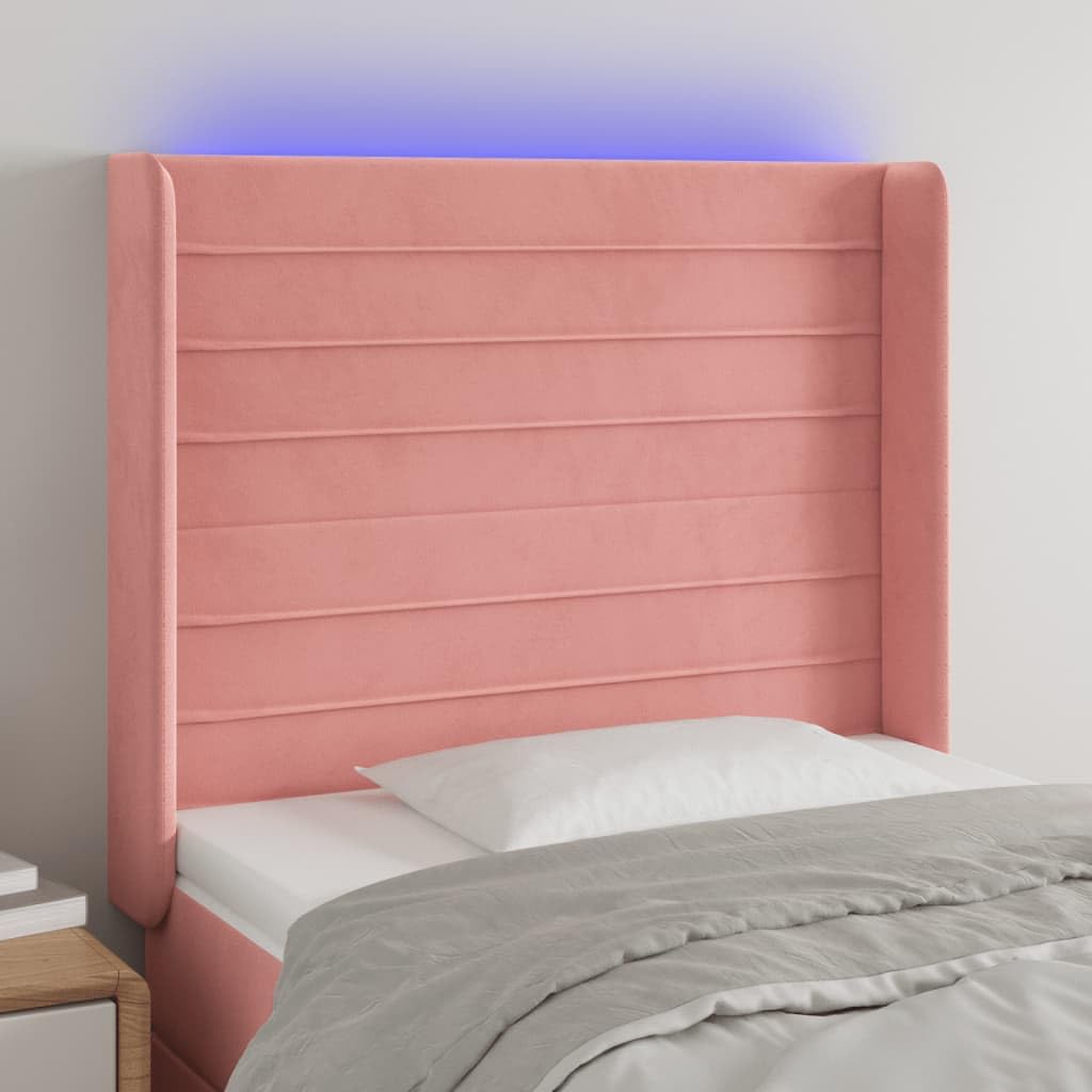 Cabecero LED rosa 103 x 16 cm altura ajustable terciopelo Headboard for Bed con tiras LED RGB multicolor 118/128 cm moderno cabecero de cama para dormitorio y dormitorio juvenil