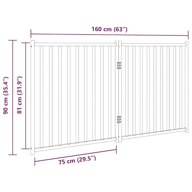 Foto 3 de 8 de vidaXL Puerta de Perros Plegable 2 Paneles Madera Abeto Negro 160 cm