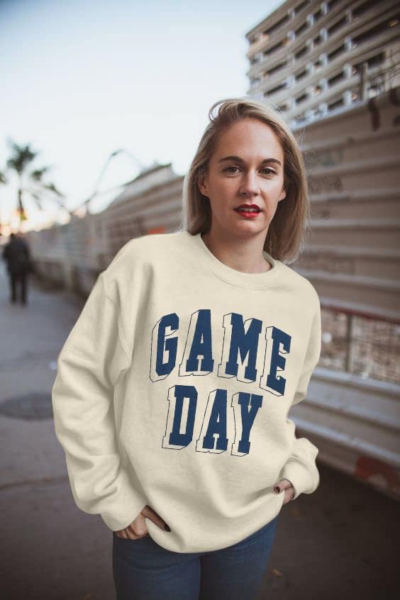 Women Game Day Sweatshirt Football Fan Game Day Shirt Letter Print Long Sleeve Casual Top - Image 3