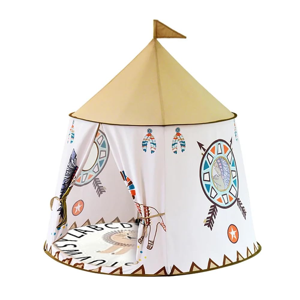 AMERTEER Kids Tent Foldable Teepee Tents For Kids, Soft Washable Pop Up Tent, Portable Castle Storage House Tents With Lightweight Floor Mat & Carry Case For Boys & Girls Indoor And Outdoor Activities