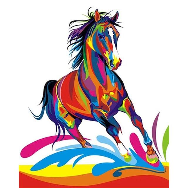 Amazon | Diy油絵番号手塗りアクリル絵の具馬動物上のキャンバスの家の