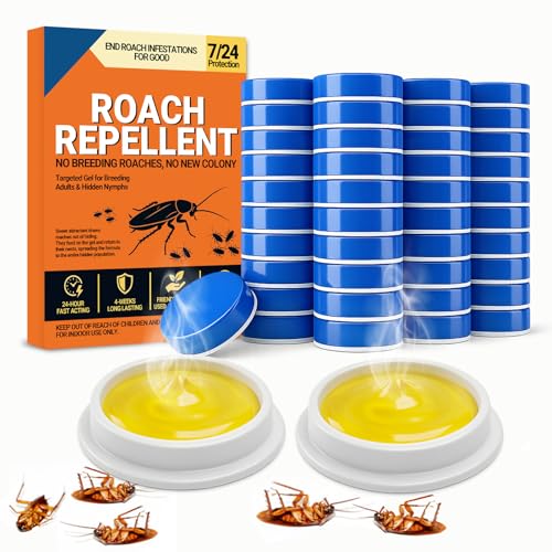60PCS Roach Repellent Roach Killer Stations for Indoor Infestations Effective Nest Treatment for Small to Large Cockroaches Easy to Use Adhesive Design for Hidden Areas in Kitchen and Home