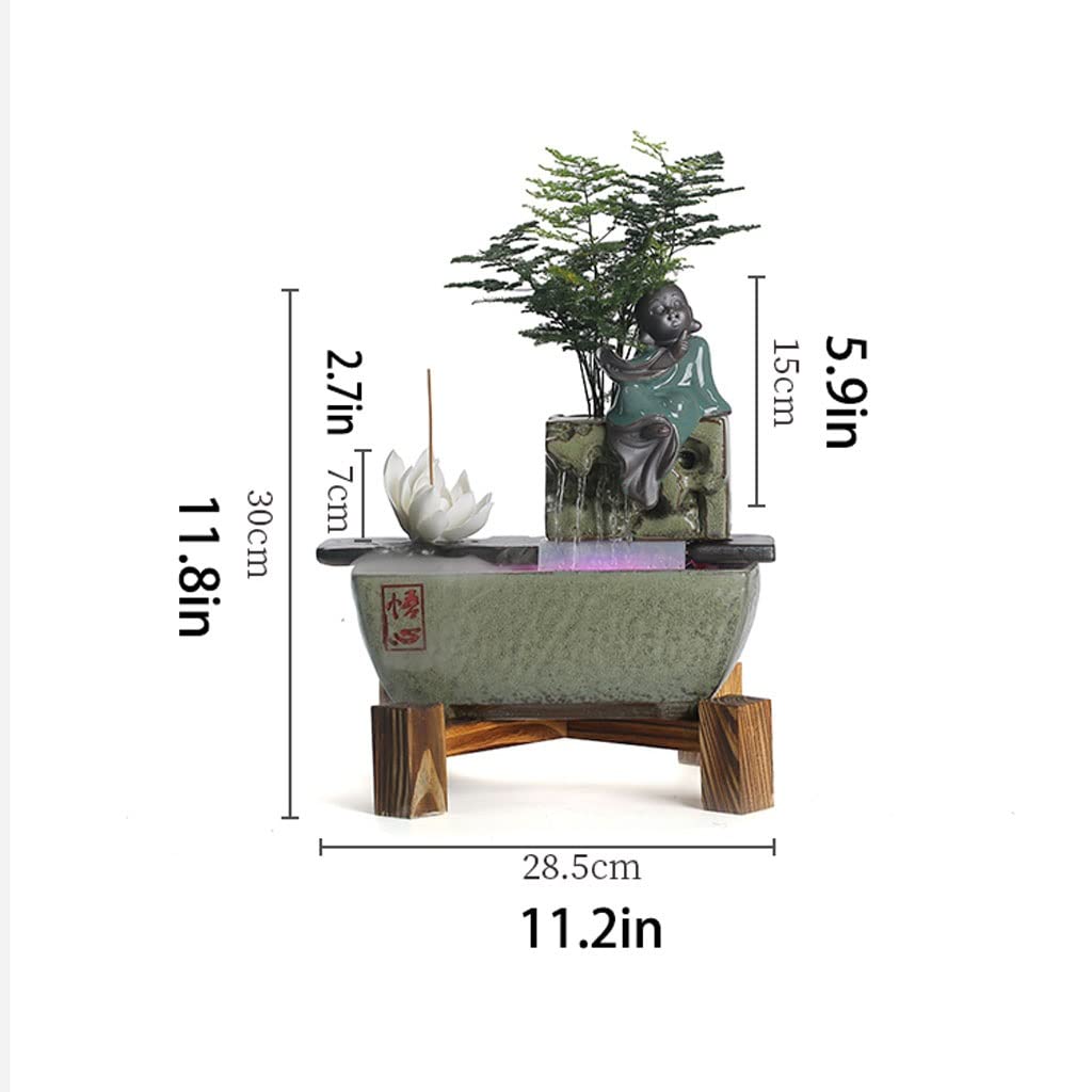 Fuente de Mesa Decorativa para Interior, Fuente de Agua con Cascada, de cerámica, Zen Estilo Oriental, decoración para salón, Dormitorio, Oficina