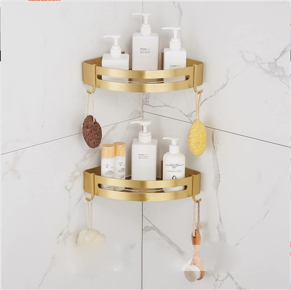 Kit accessoires salle de bain or brossé anti-rouille avec étagère de rangement