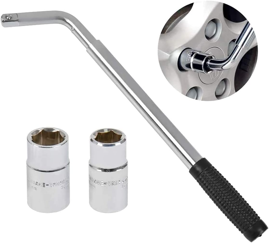 Telescopic Lug Wrench Extendable Wheel Brace with 17mm 19mm 21mm 23mm