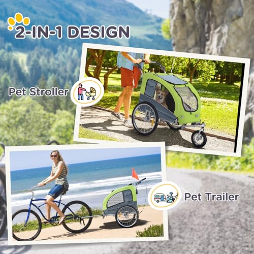 Aosom-Dog-Bike-Trailer-2-in-1-Pet-Stroller-with-Canopy-and-Storage-Pockets - Cucciolini Doodles Aosom-Dog-Bike-Trailer-2-in-1-Pet-Stroller-with-Canopy-and-Storage-Pockets