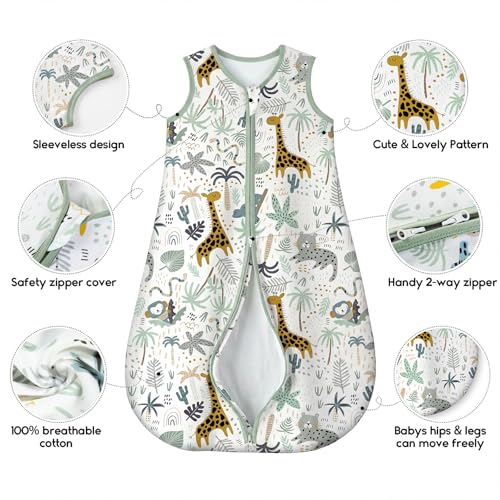 Image of Yoofoss Baby Sleep Sack 0-6 Months TOG 1.0 Baby Wearable Blanket, 2 Pack 100% Organic Cotton Infant Toddler Sleeping Sack 2-Way Zipper Lightweight Sleep Sack
