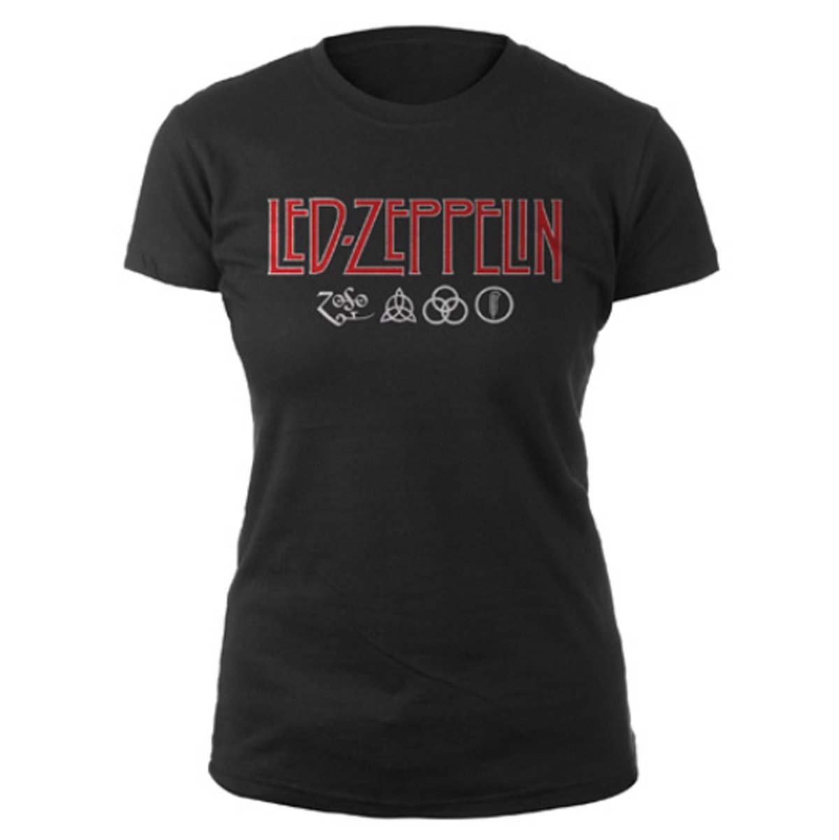 Tee Shack Women's Black Led Zeppelin Logo Jimmy Page Rock Official Tee T-Shirt Girls (Medium)