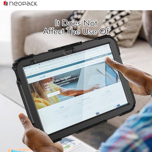 Image of Neopack Military Grade Shockproof Rugged Case with Shoulder Strap & 360 Degree Rotating Stand Compatible with iPad 10.9, Fits: 10th Gen (Black)
