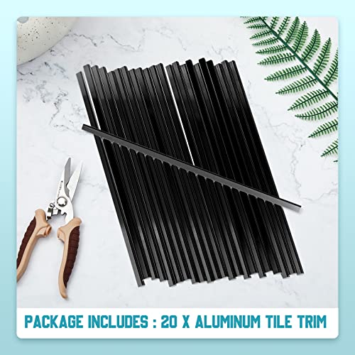 20 Pcs 12 Inch Peel And Stick Aluminum Tile Trim Self Adhesive Decorative Molding Kitchen Backsplash Protective Edge Siding Corner Cap For Wall Corner Home Bathroom (Black) #TOP2