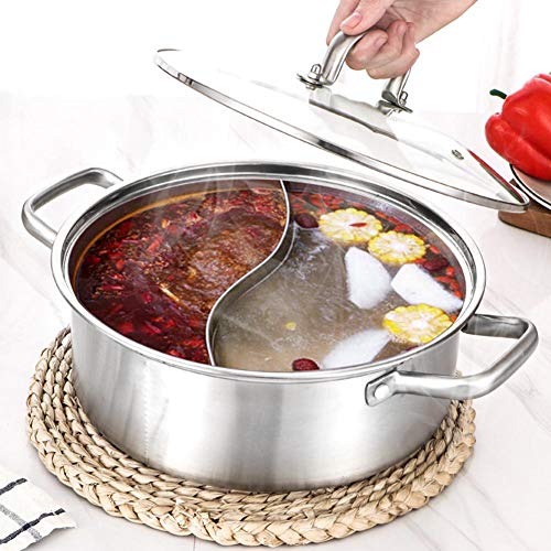 Groust Hot Pot - Olla acero inoxidable, 2 cámaras, para hoguera o cocina 30 cm