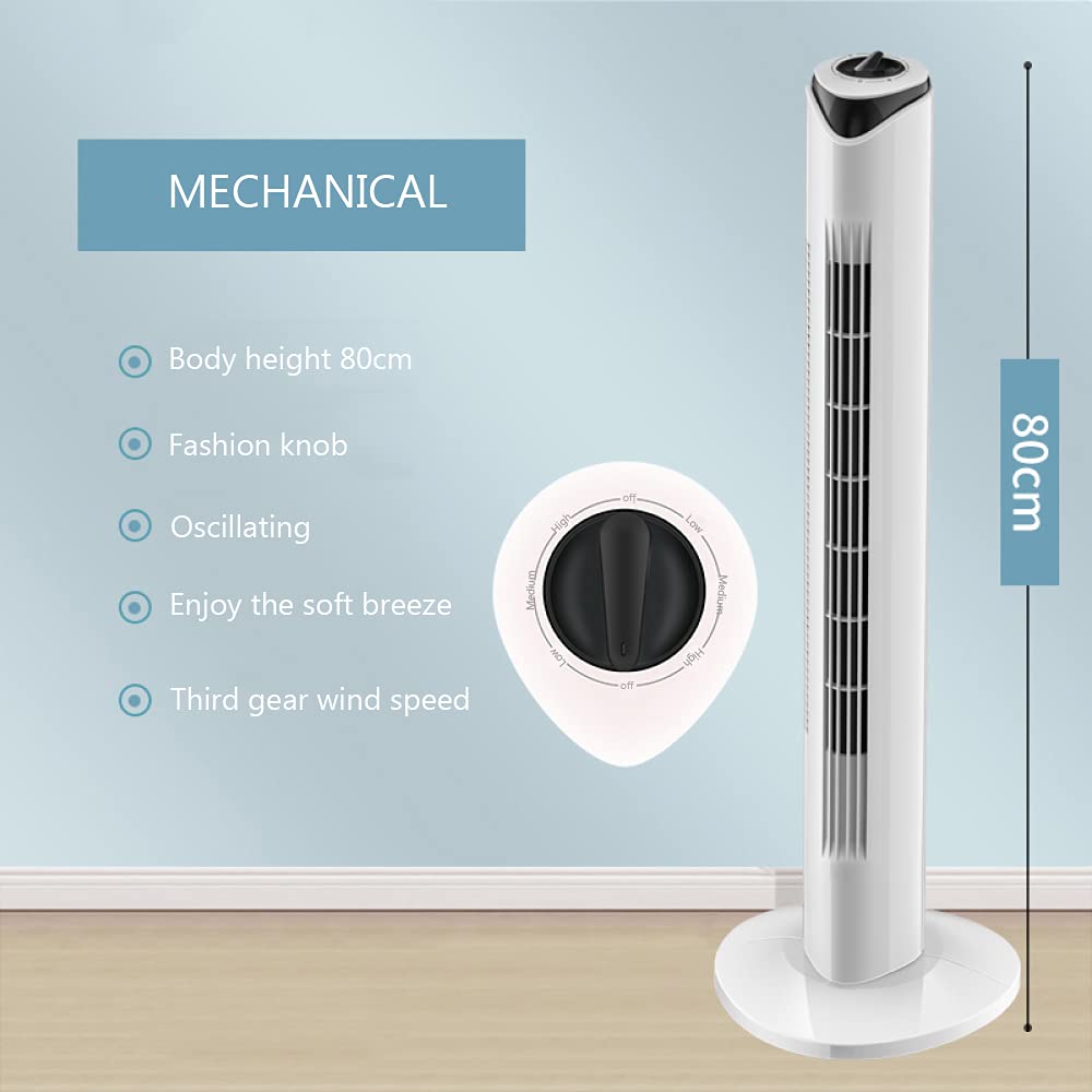 Ventilador De Torre 3 Velocidades 3 Modos,Temporizador 12 H Ventilador Vertical,45W Ventilador Bajo Consumo Silencioso,Ventilador Columna Con Mando A Distancia,80cm-Mechanical