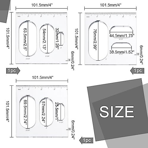PH PandaHall 9 in 3 Oval Inlay Templates, Acrylic Router Stencils Template Drawing Scale Ruler Router Jig Templates Measuring Tool for Beginner Professional Home Use Woodworking, 101.5mm/4 inch - Image 2