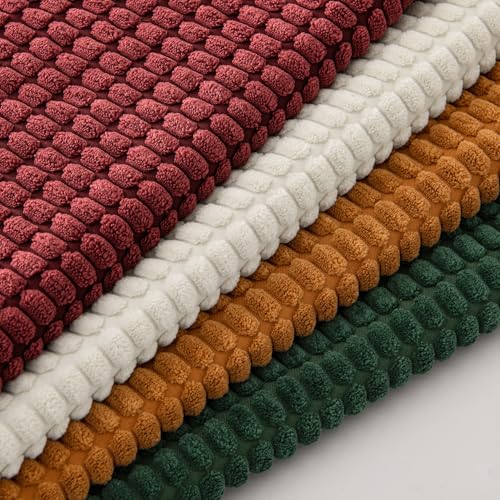MIULEE Modern Farmhouse Decorative Pillow Covers 18x18 Inch Set of 4 Natural Rustic Throw Pillows Neutral Warm Soft Corduroy Couch Pillowcases Home Decor for Sofa Living Room Bed Christmas Red