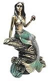 Ocean Goddess Mermaid Sitting On Sea Rock Holding Sconce Figurine Coastal Marine Statue Home Decor