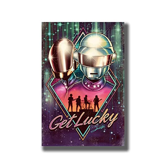 Clajdhgabd tableautoile peinture muralewall art Nouveau Daft Punk Get Lucky DJ Rap Hip Hop Musique(60x90cm-Sans cadre )