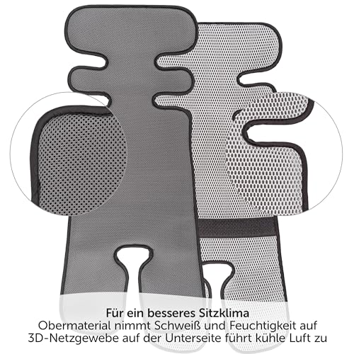 Zamboo Atmungsaktive Sommer Sitzeinlage- Universal Sitzauflage für Kinderwagen, Buggy und Kindersitz - Kühlt und schützt den Sitzbezug vor Flecken - Grau